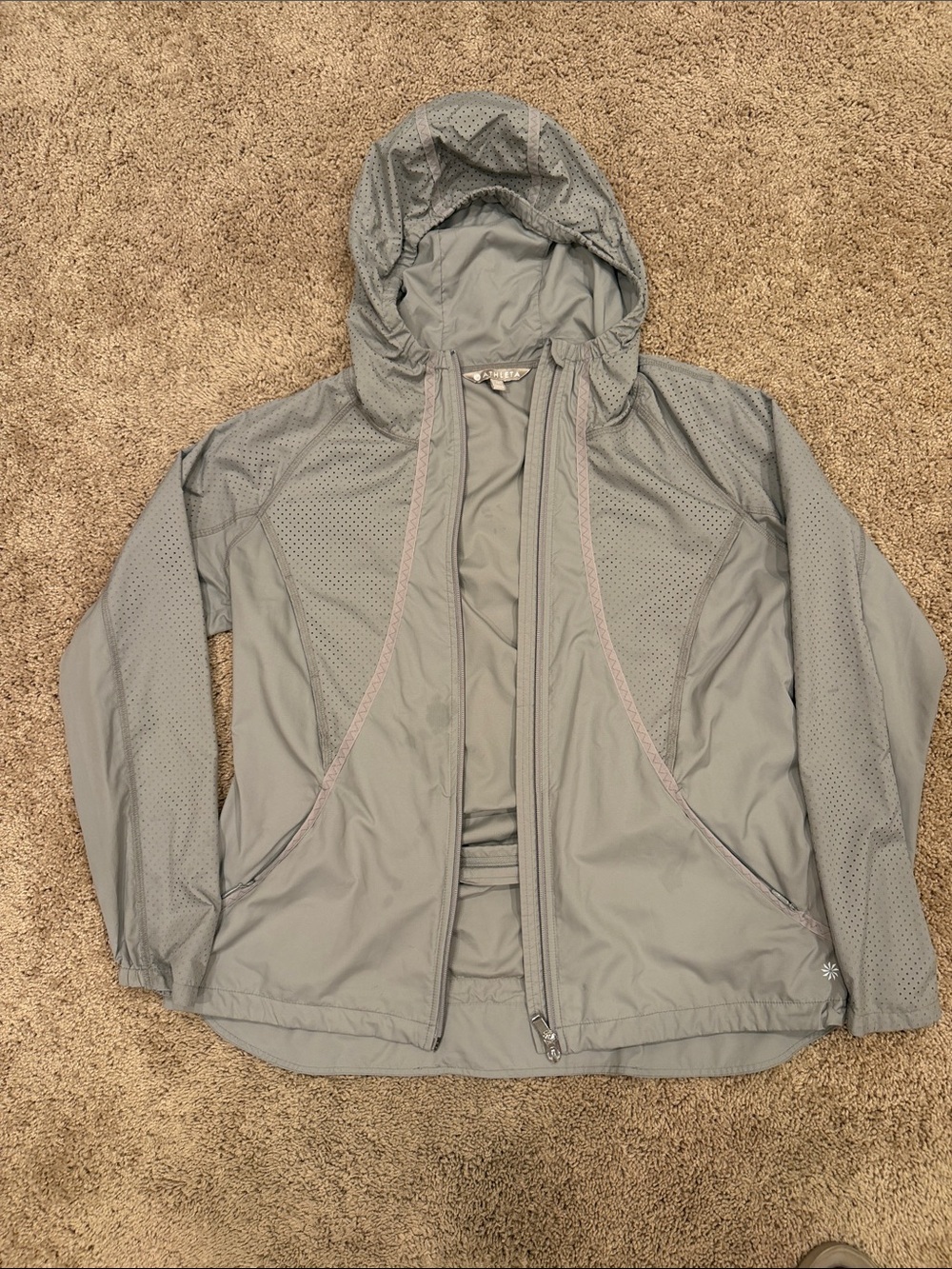 Athleta Light Gray Hooded Active Jacket